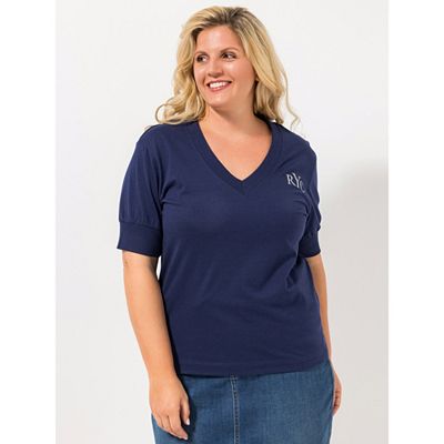 Thumbnail - ROCK YOUR CURVES by Angelina K. Shirt, 1/2-Arm V-Ausschnitt Logo Druck