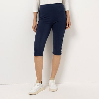 DENIM & CO. Leggings Rundumdehnbund Galonstreifen Capri-Länge