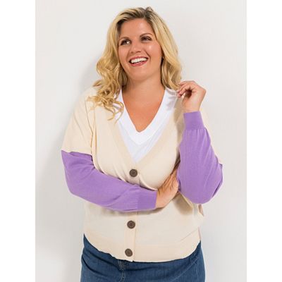 ROCK YOUR CURVES by Angelina K. Strickjacke, 1/1-Arm Knopfleiste Rippbündchen