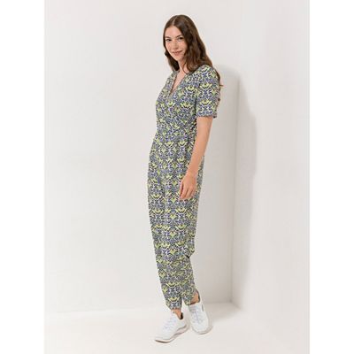 Thumbnail - IN-PRINT Jumpsuit, 1/2-Arm V-Ausschnitt grafischer Druck figurumspielend