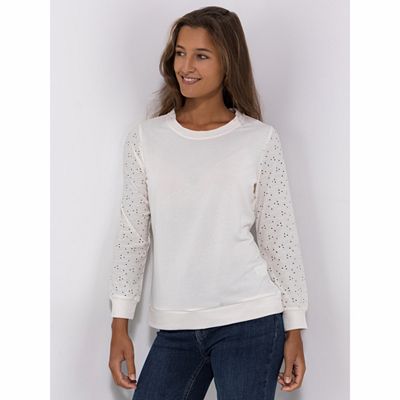 DENIM & CO. Shirt Lochstickerei am Arm Bundabschlüsse figurumspielend