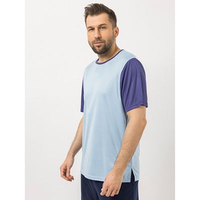 MEN'S TOUCH Pyjama-Shirt, 1/2-Arm Mikrofaser Kontrastdetails Rundhalsausschnitt