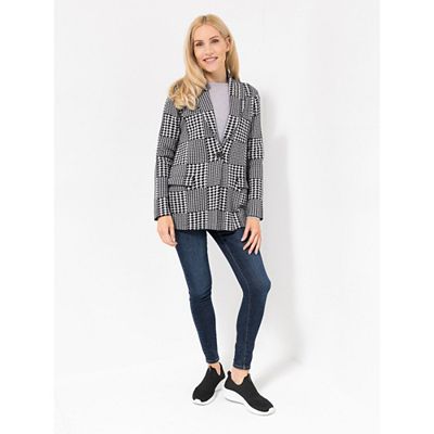 VIA MILANO Strickblazer, 1/1-Arm Pattentaschen Glencheck figurumspielend