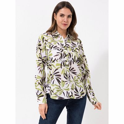 BASLER® Bluse, 1/1-Arm Blätter-Druck Hemdkragen Brusttaschen