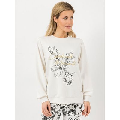 AMINATI® Sweatshirt, 1/1-Arm Rundhalsausschnitt Blumen-Druck Seitennahtschlitze