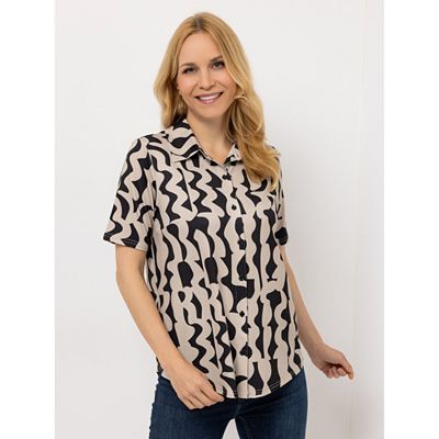 Thumbnail - VIA MILANO Bluse, 1/2-Arm Jersey Knopfleiste leger weit