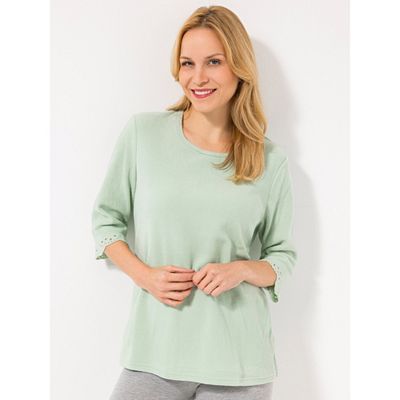POLARSTERN HOMEWEAR Shirt, 3/4-Arm Mikrofaser Fleece Cut-Out-Details Rundhalsausschnitt