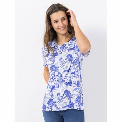 Thumbnail - IN-PRINT Shirt, 1/2-Arm Rundhalsausschnitt Seitenschlitze Allover-Druck