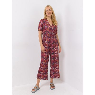 Thumbnail - IN-PRINT Jumpsuit, 1/2-Arm V-Ausschnitt 7/8-Beinlänge Allover-Druck