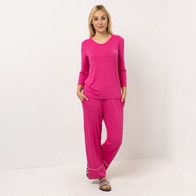 VIA MILANO Lingerie Pyjama-Set Shirt, 3/4-Arm Hose, 7/8-Länge
