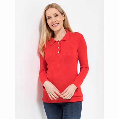 VIA MILANO Pullover, 1/1-Arm Rippenstrick Kragen figurbetont