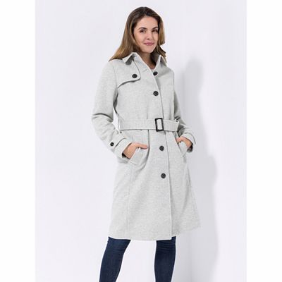BASLER® Woll-Trenchcoat Umlegekragen Gürtel mit Schlaufen Gehschlitz