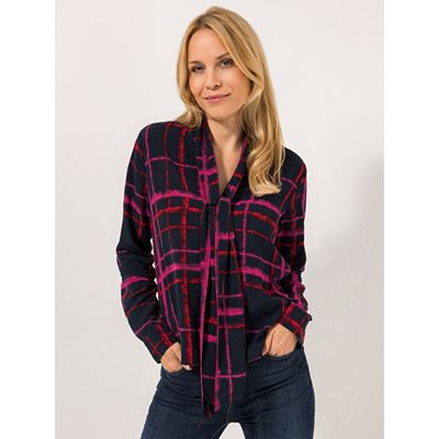 BASLER® Bluse, 1/1-Arm abnehmbare Schluppe Karo-Print Seitenschlitz