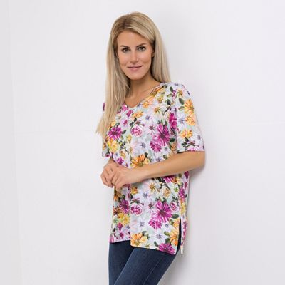 Thumbnail - IN-PRINT Shirt 1/2-Arm Allover-Druck V-Ausschnitt Seitenschlitze