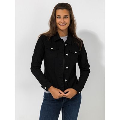 VIA MILANO Jeansjacke, 1/1-Arm Kragen Knopfleiste Stickerei