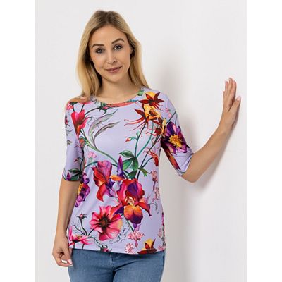 VIA MILANO Shirt, langer 1/2-Arm Rundhalsausschnitt bedruckt figurumspielend