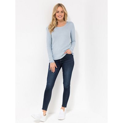 VIA MILANO Pullover, 1/1-Arm Rundhals-Ausschnitt Waffel-Optik figurumspielend