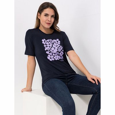 VIA MILANO Shirt, 1/2-Arm Rundhalsausschnitt platzierter Druck mit ECOVERO Viskose