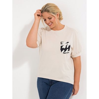 ROCK YOUR CURVES by Angelina K. Shirt, 1/2-Arm Rundhalsausschnitt bedruckte Brusttasche