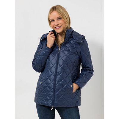 DENIM & CO. Jacke, 1/1-Arm Kordelzug Kapuze leger weit