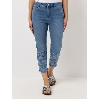 Thumbnail - VIA MILANO Jeans, 7/8-Länge Mid-Waist Blumen-Print 28% recycelte Fasern
