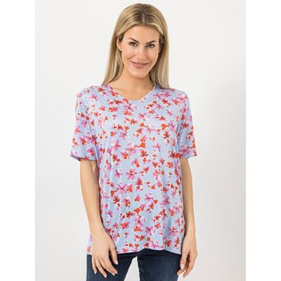 IN-PRINT Shirt, 1/2-Arm V-Ausschnitt Seitenschlitze floraler Druck