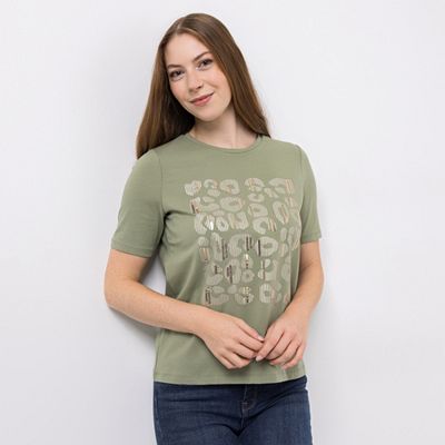 VIA MILANO Shirt, 1/2-Arm Rundhalsausschnitt Leo-Print figurumspielend