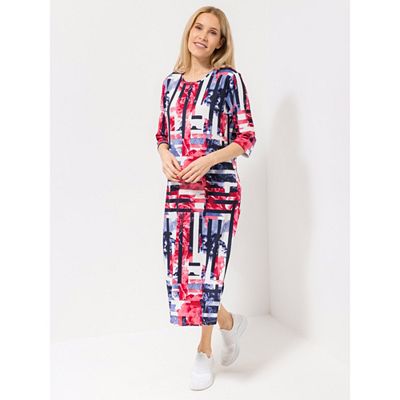Thumbnail - IN-PRINT Kleid, 3/4-Arm Rundhalsausschnitt 7/8-Länge Blumendruck