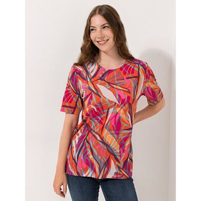 Thumbnail - IN-PRINT Shirt, 1/2-Arm Rundhalsausschnitt Seitenschlitze leger-weit