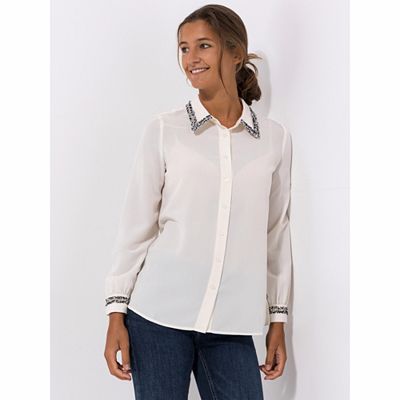 Thumbnail - VIA MILANO Bluse, 1/1-Arm Kragen Knopfleiste Bordrüre am Kragen