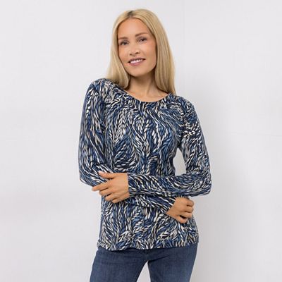 CASHMASOFT Pullover Rundhalsausschnitt Cashmeregriff Allover-Druck