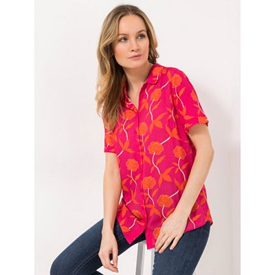 Thumbnail - VIA MILANO Bluse, 1/2-Arm Blusenkragen Knopfleiste Allover Druck