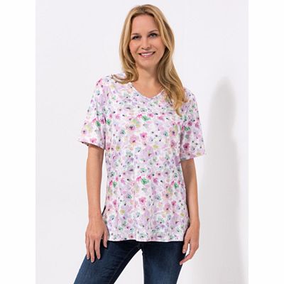 Thumbnail - IN-PRINT Shirt, 1/2-Arm V-Ausschnitt Seitenschlitze Blütendruck