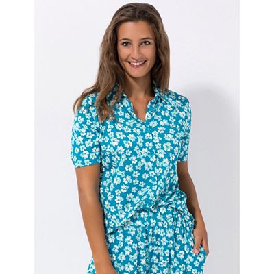 Thumbnail - DENIM & CO. Bluse, 1/2-Arm Allover Print Knopfleiste figurumspielend