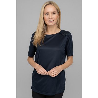 JERYMOOD HOMEWEAR Shirt, 1/2-Arm U-Boot-Ausschnitt Spitzen-Details