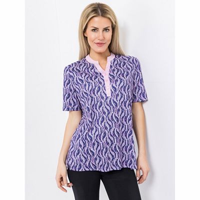 JERYMOOD HOMEWEAR Shirt, 1/2-Arm Mikrofaser V-Ausschnitt Kontrastdetails