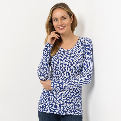 CASHMASOFT Pullover Rundhalsausschnitt Cashmeregriff Allover-Druck