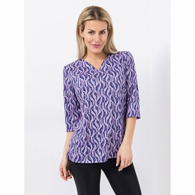 Thumbnail - JERYMOOD HOMEWEAR Shirt, 3/4-Arm Mikrofaser Allover-Print V-Ausschnitt