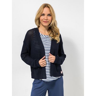LYLA Strickjacke kurze Form Ajourstrick offene Front