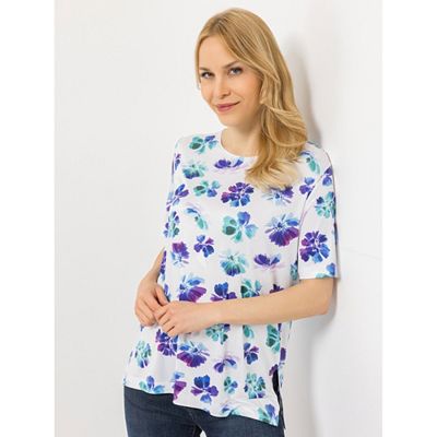 Thumbnail - IN-PRINT Shirt, 1/2-Arm Rundhalsausschnitt Seitenschlitze Blumendruck