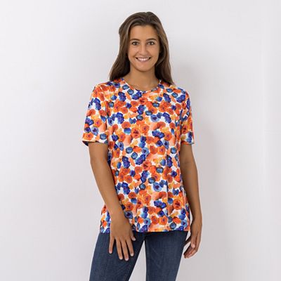 IN-PRINT Jersey-Shirt, 1/2-Arm Rundhalsausschnitt Seitenschlitze Leger weit