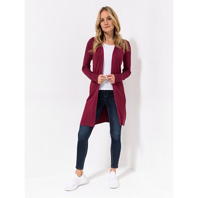 Thumbnail - VIA MILANO Longcardigan, 1/1-Arm V-Ausschnitt offene Front figurbetont