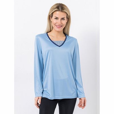 Thumbnail - JERYMOOD HOMEWEAR Shirt, 1/1-Arm Mikrofaser V-Ausschnitt Spitzendetails