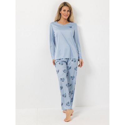 Thumbnail - LITTLE ROSE Pyjama-Set Mikrofaser Herzausschnitt Rundumdehnbund