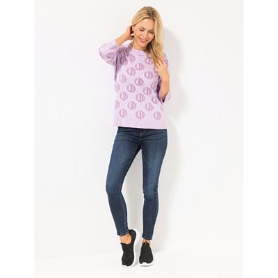 Thumbnail - VIA MILANO Pullover, 3/4-Arm Rundhalsausschnitt Logomuster figurumspielend