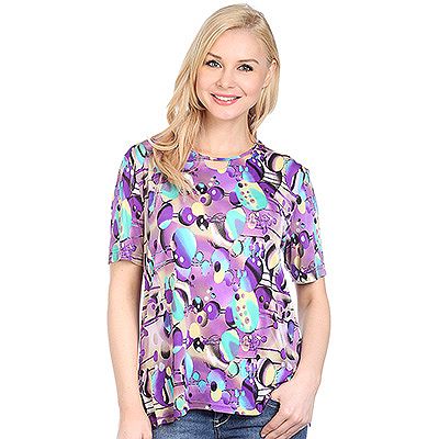 IN-PRINT Shirt, 1/2-Arm Rundhalsausschnitt Halbkreisaussparungen Seitenschlitze