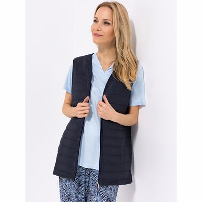 JERYMOOD HOMEWEAR Weste, ohne Arm Mikrofaser V-Ausschnitt 2-Wege-Zipper