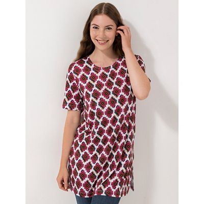 IN-PRINT Tunika, 1/2-Arm Rundhalsausschnitt Seitenschlitze leger-weit