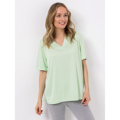 JERYMOOD HOMEWEAR Shirt, 1/2-Arm Mikrofaser V-Ausschnitt gekrempelte Ärmel