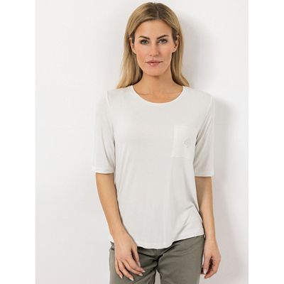 AMINATI® Shirt, 1/2-Arm Rundhalsausschnitt Strass-Logo Brusttasche